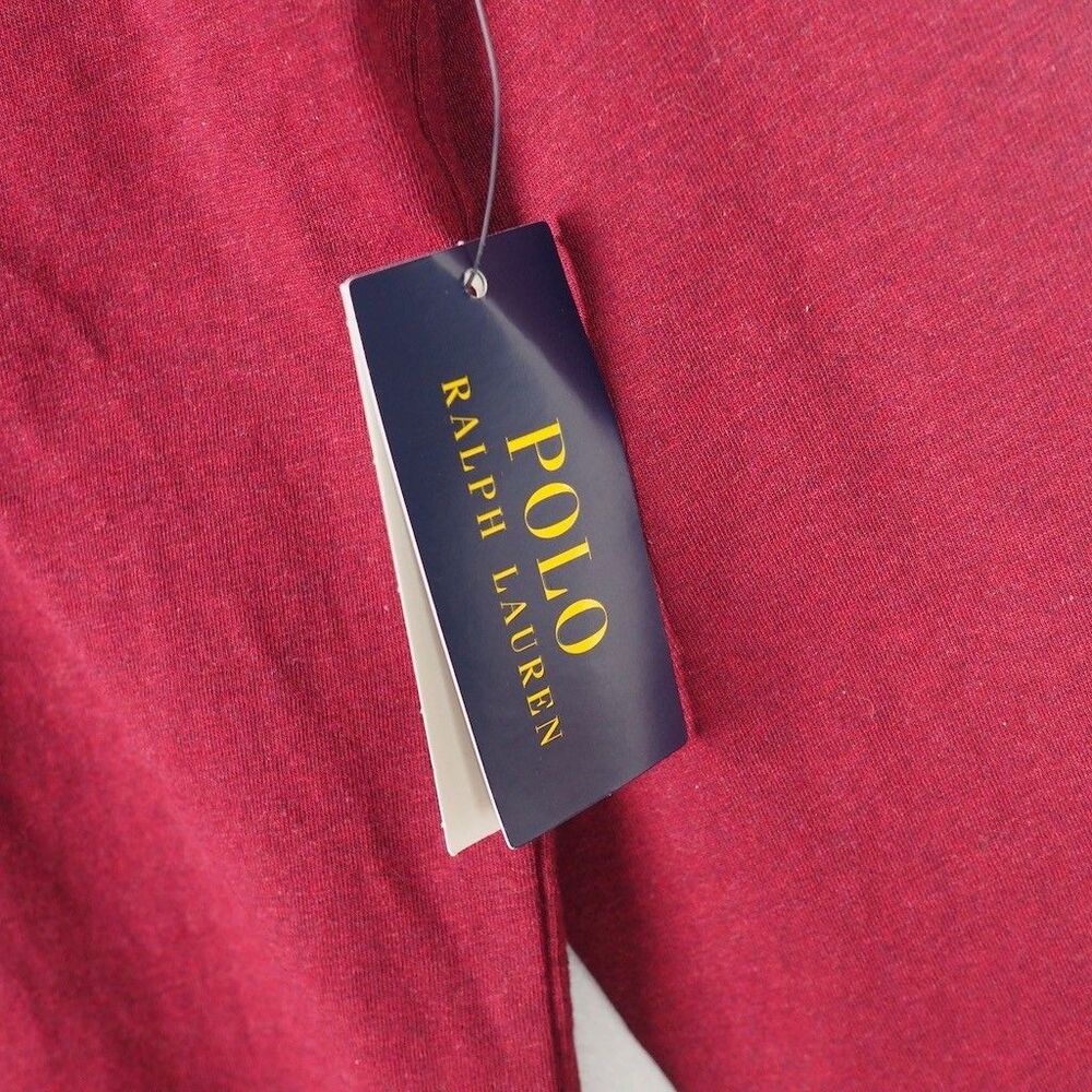 Polo Ralph Lauren Red Jersey Hooded T-Shirt Mens Medium Embroidered Pony - Picture 5 of 10